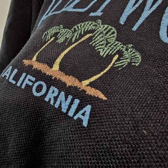 Vintage Hollywood T Shirt Mens XL 90s Knit Collar Embroidered Palm Textured - Picture 10 of 12